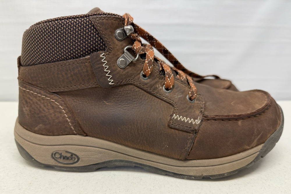 CHACO Brio Moc Toe Brown Leather Mid-Top Ankle Boots Mens Size 8 J105353